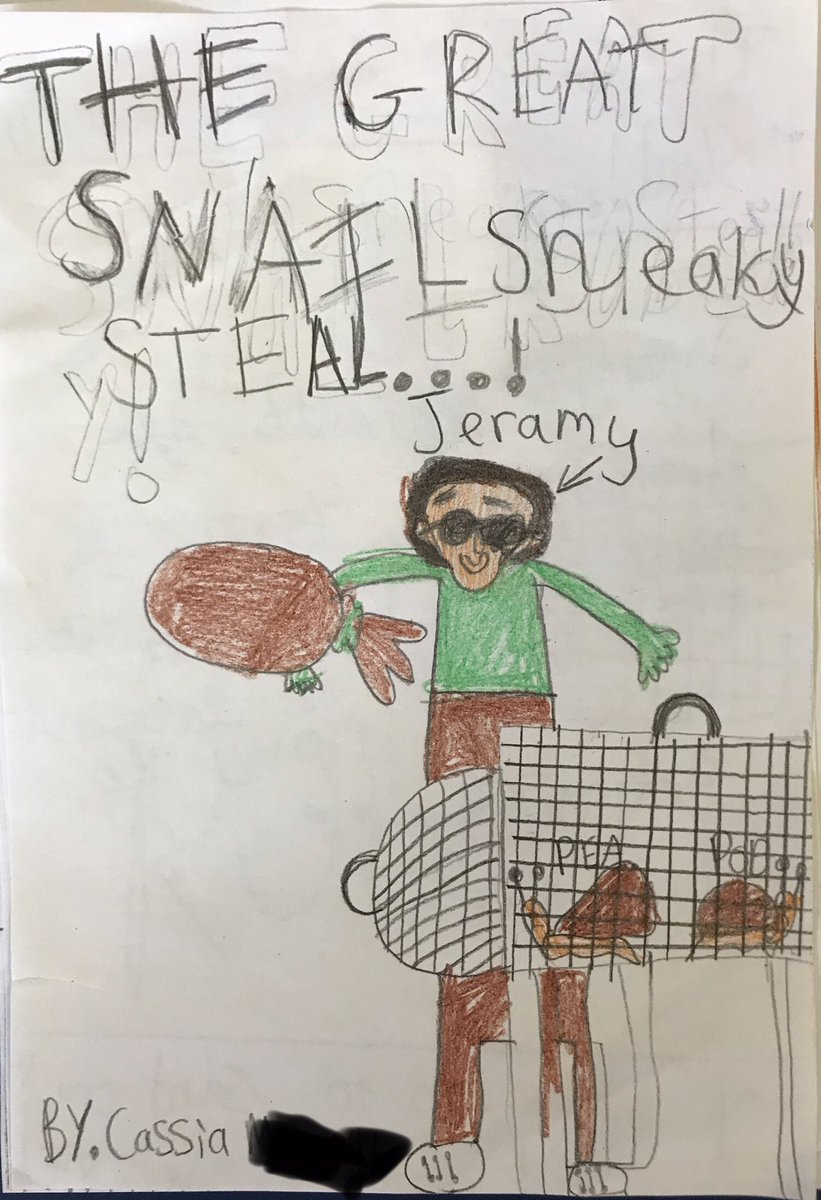 AuthorHenshaw's tweet photo. Look out @jimmyrogers – the children at Marlpool Junior School want your job! 🎨 Years 3 &amp; 4 have been reading THE GREAT SNAIL ROBBERY and have designed their own covers! 😍 #Derbyshire #WorldBookWeek #worldbookday https://t.co/MVn3tdT6Au
