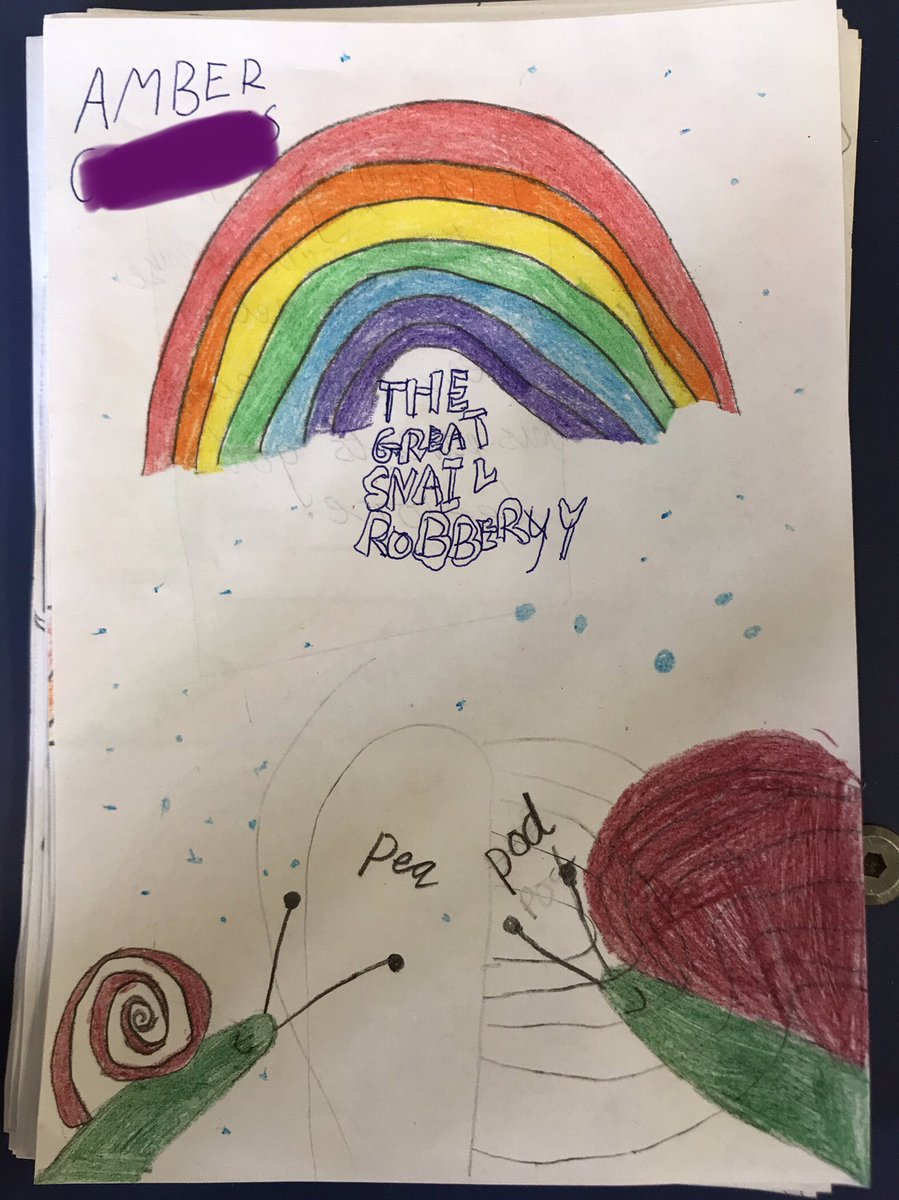 Look out <a href="/jimmyrogers/">jimmyrogers</a> – the children at Marlpool Junior School want your job! 🎨 Years 3 &amp; 4 have been reading THE GREAT SNAIL ROBBERY and have designed their own covers! 😍 #Derbyshire #WorldBookWeek #worldbookday