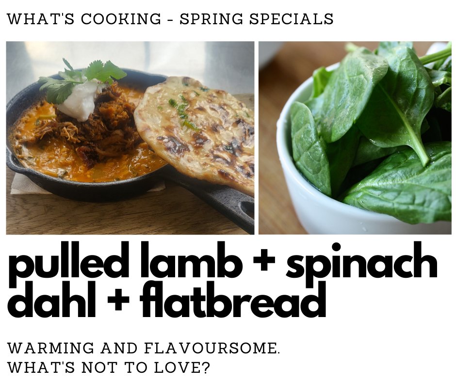 Its' chilly outside, but our delicious Spring specials give warmth and comfort. Why not try our slow-roasted pulled lamb, with spinach and coconut dahl, house flatbreads and coconut yoghurt. #gottoloveit #lovethame #thame #cafe #deli #GBHighSt #goodfood #oxfordshire