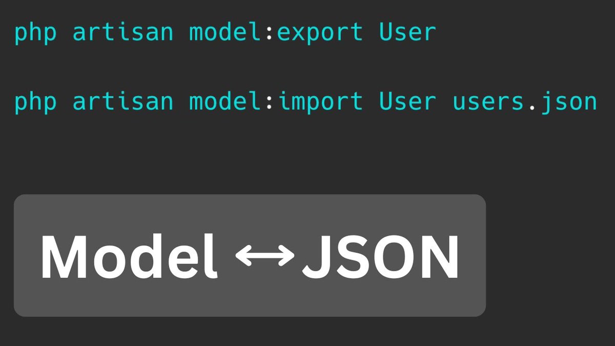 DailyLaravel's tweet photo. NEW Video! 
Package Laravel Model JSON: Export/Import DB - YouTube https://t.co/vtZUnLMTQd https://t.co/6HPgRdPh0N
