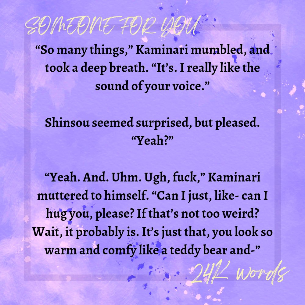 I am SO excited to share probably one of the softest fics I've written so far. Enjoy this little preview of Kami stammering acutely whilst also simping 🤭

<a href="/shkmmegabang/">18+ Shinkami Mega Bang @ POSTING!</a> #shinkami