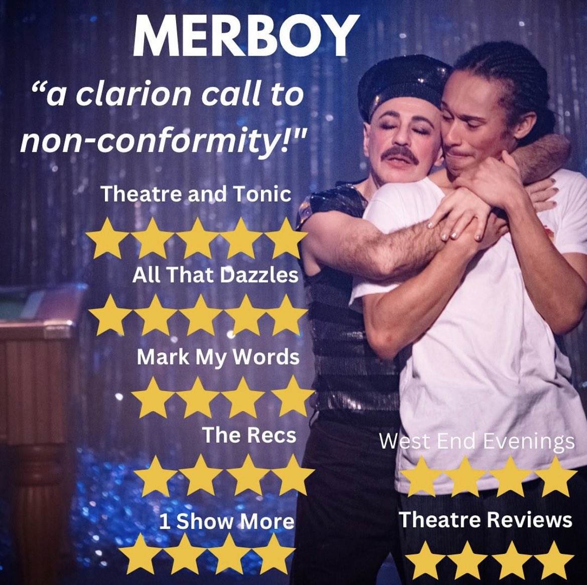 scarabpictures's tweet photo. I reckon show photos look all the better covered in stars. Well done team #merboyplay - you deserve every one of these ⭐️⭐️⭐️⭐️⭐️⭐️⭐️⭐️⭐️⭐️⭐️ https://t.co/jZf5oKC6bL