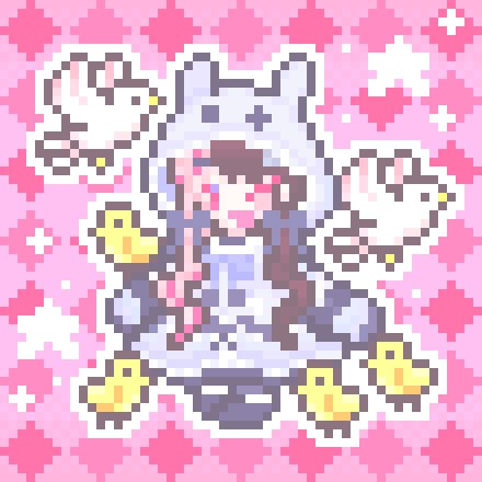 「ハッピーバースデーおたんじょうびおめでとうございます!うさぎフードなドット絵..」|💝奈華💝𝓒𝓱𝓸𝓬𝓸𝓵𝓪𝓽(⸝ᵕᴗᵕ⸝⸝✧)໒꒱のイラスト