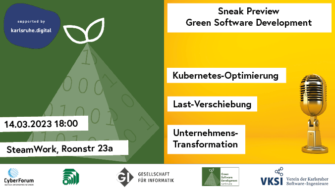 Welche Möglichkeiten stehen uns offen, um klimafreundliche und ressourcenschonende Anwendungen zu entwickeln?

Auf der Sneak Preview des Green Software Development zeigen euch drei Experten aus der Praxis die Wege auf! 

Mehr Infos &amp; Anmeldung: cyberforum.de/veranstaltunge…