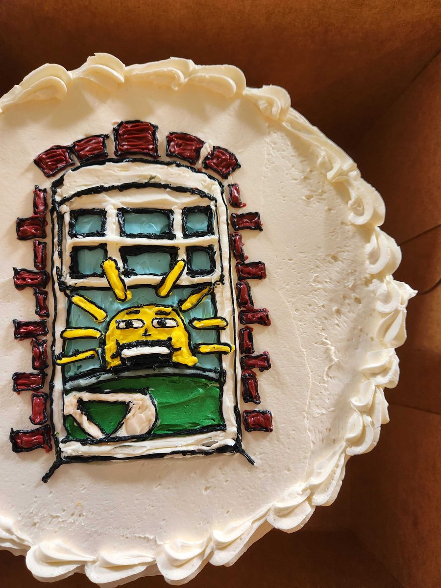 exit10agency's tweet image. Happy belated birthday to our Senior Designer, Steve! Featuring an edible homage to the office window he loves so much.