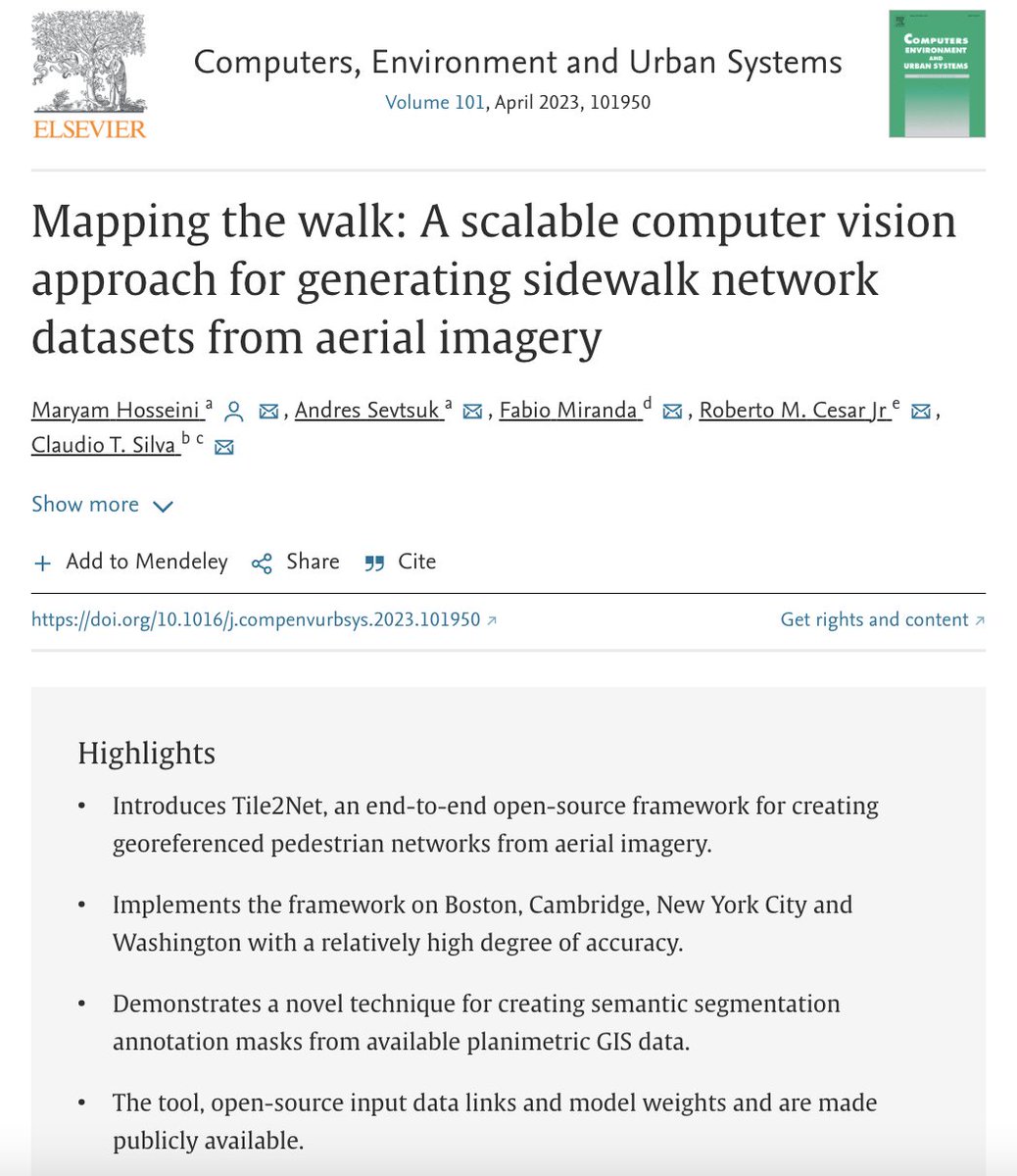 DavidZipper's tweet photo. Researchers have created an open source framework to map sidewalk networks using aerial photographs -- and they are making the tool publicly available.

Pic from @andres_sevtsuk, a coauthor. 

https://t.co/K34qJSQN08 https://t.co/KpwTmFJGBq