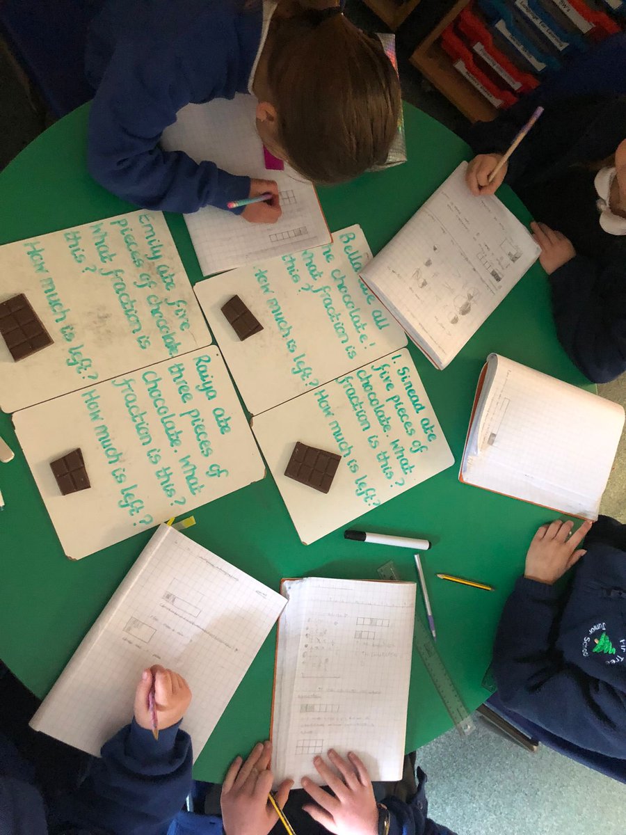 FirTreeJuniors's tweet photo. Year 3 have been learning all about finding fractions of amounts using the very useful resource of chocolate! 🍫➗ https://t.co/MCuVcNJeWg