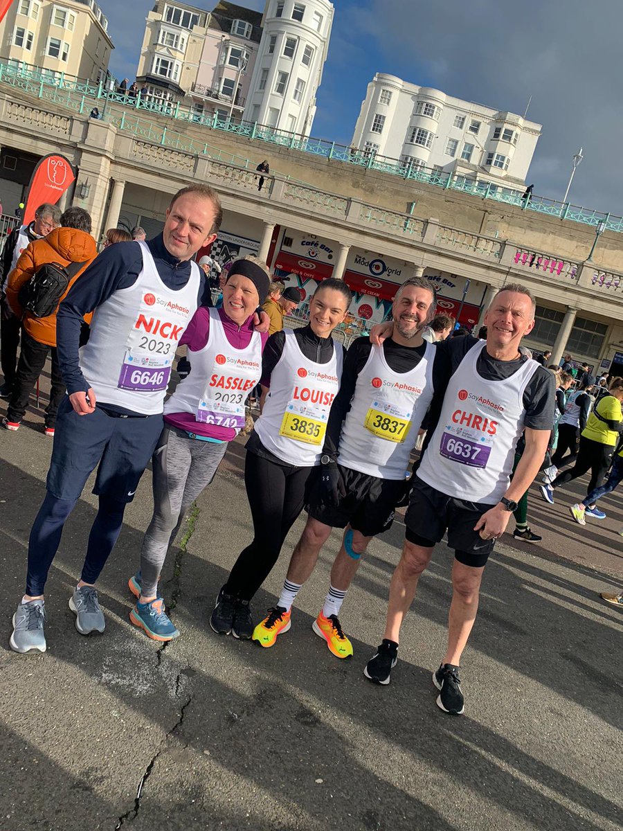 Well done! 👏🤩 Our superstar team ran the Brighton Half Marathon yesterday, raising awareness and funds for Say Aphasia. They have managed to raise over £1,700! Thank you to everyone who has helped support this great cause: sayaphasia.org/fundraisers/oa…
