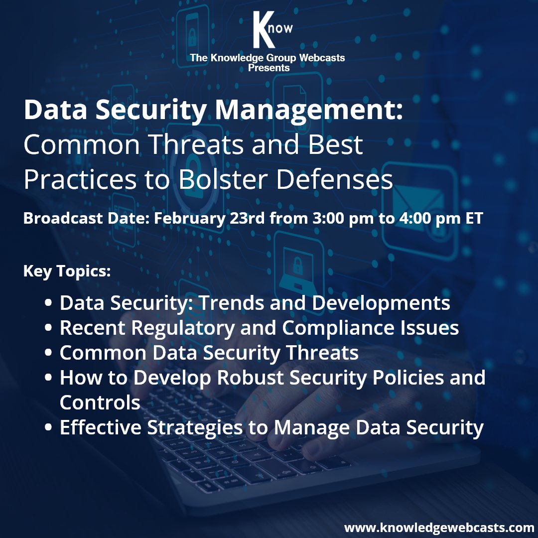 KnowGroupCLECPE's tweet image. Last week, Paul Lanois (@Fieldfisher) and Kenneth Dort (@FaegreDrinker) presented on our &quot;Data Security Management&quot; webcast. 

Access the recording here: zurl.co/L1zR

Use TW50 to get 50% off.

#DataSecurityManagement #DataSecurity #cybersecurity #cle #webcast #tkg