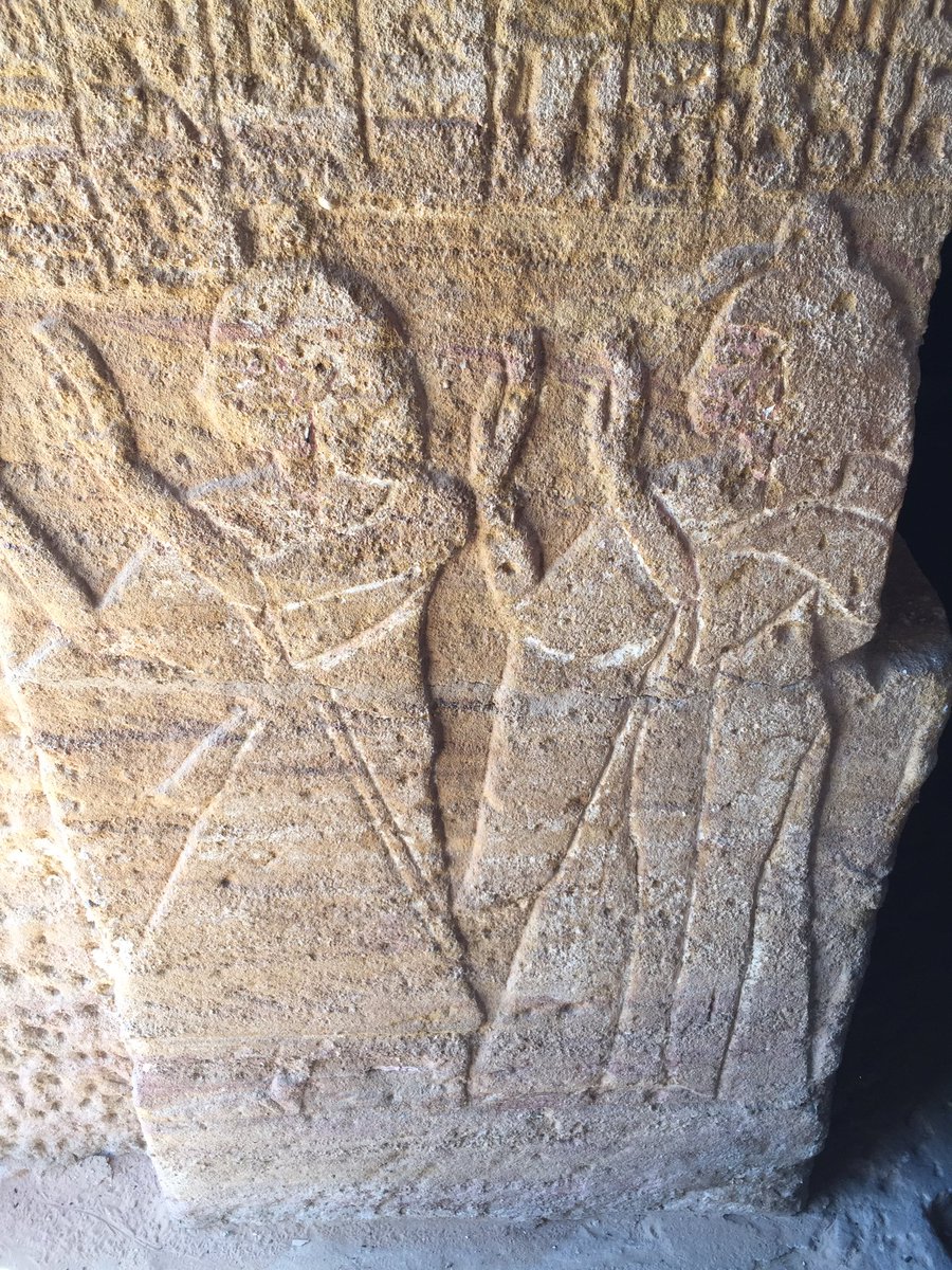 landoflove20's tweet photo. The overseer of the #Horus Temple in #Aniba , Pennut loved to be depicted with his wife Takha & Daughters , he lived during King #RamsesVI of 20th Dynasty. https://t.co/AaajCpGjuL