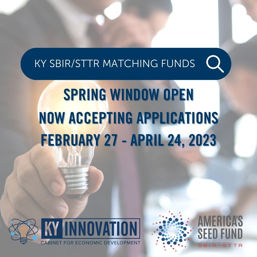 kyinnovation's tweet photo. ATTENTION 🚀 APPLICATIONS ARE NOW BEING ACCEPTED for Kentucky's SBIR/STTR Matching Funds Award Program!

✉For More Information Contact: sbir@kyinnovation.com 

🔗To Apply, Visit: https://t.co/hj6Xqr1iJ0

#teamkentucky #funding #statematch #grants #funding #research #innovation https://t.co/mnO22awlBn