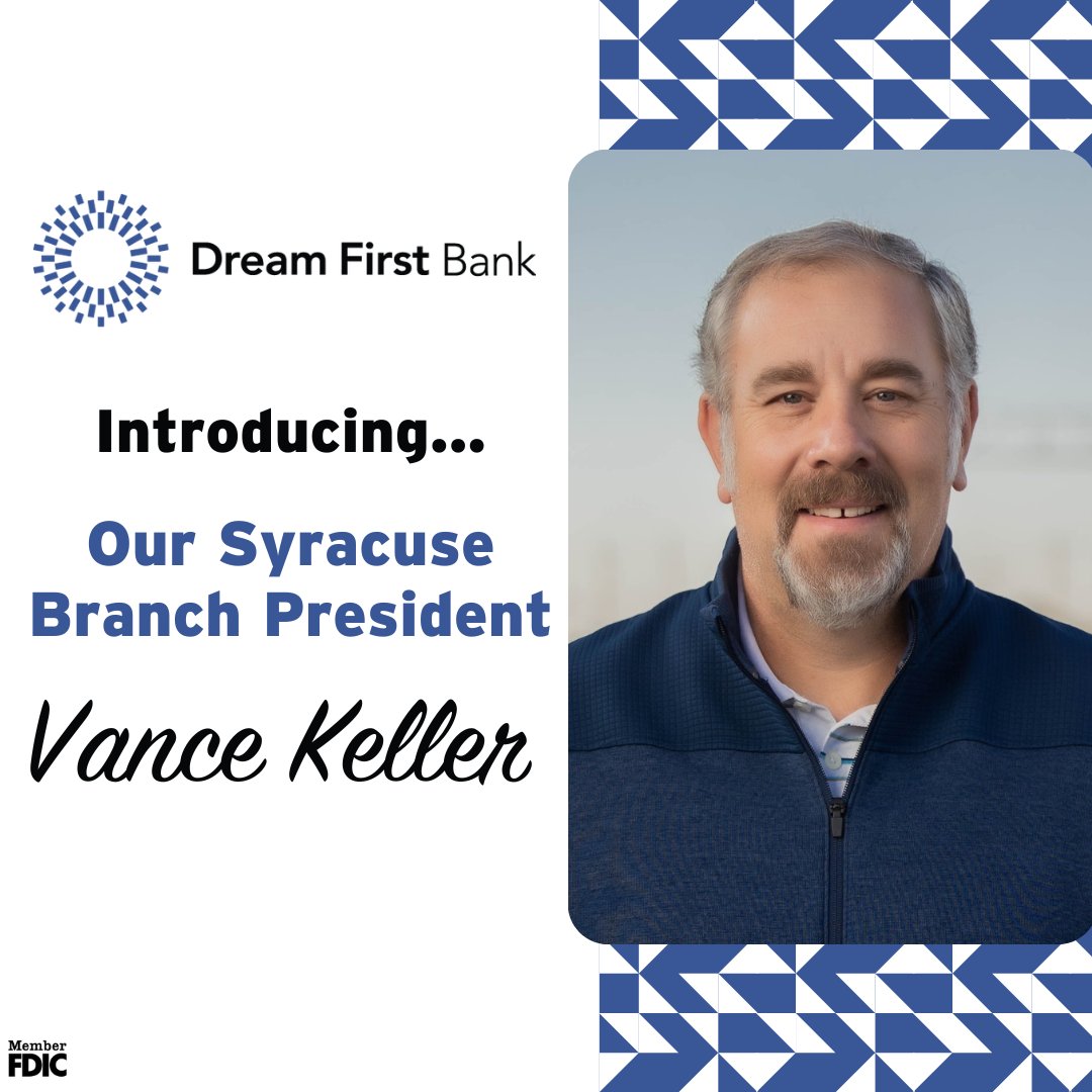Congratulations to one of our long-time employees, Vance Keller! Vance has been promoted to Syracuse Branch President effective today. #DreamFirstBank #MakingDreamsComeTrue #CongratsVance