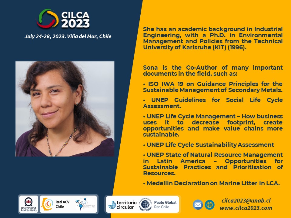 📢 We are glad to announce the third keynote speaker of #CILCA2023 Prof. Sonia Valdivia, PhD, from the World Resources Forum 👏
Abstract submission is still open! Visit the website cilca2023.com