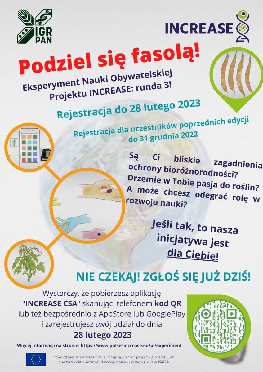 PAN_akademia's tweet photo. 🌱 Weź udział w naukowym crowdsourcingu Instytutu Genetyki Roślin PAN!

➡️ Pobierz aplikację @pulses_increase, zamów nasiona fasoli i publikuj swoje spostrzeżenia z hodowli. 

Zarejestruj się do 28.02 i dołącz do międzynarodowej społeczności naukowej!

👉https://t.co/0KNN5h08uB https://t.co/rOdw0hcU4m