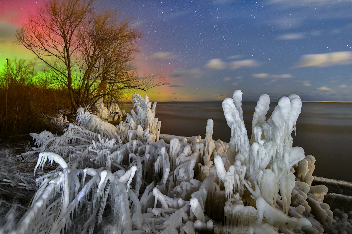 JamesMontanus's tweet photo. Wild night of northern lights in Rochester last night! It went on all night non-stop. I pulled another all-nighter, and just ran out to grab the sunrise. Time for bed! https://t.co/TiXVN8x98C