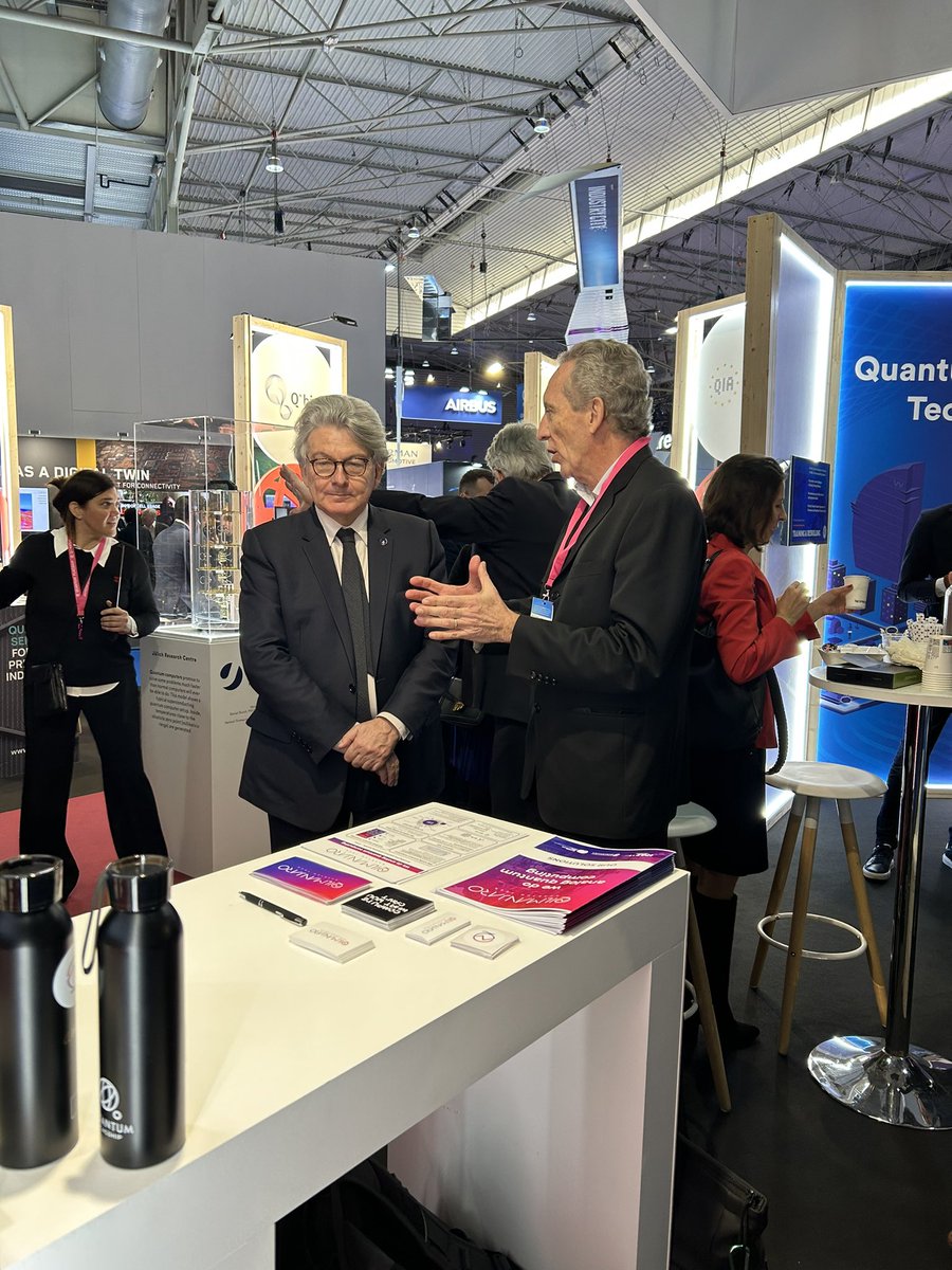qilimanjaro's tweet photo. Honored with the visit of the European Comissioner Thierry Breton to our stand. Our CEO, Victor Canivell has had the chance to present Qilimanjaro to him. Thanks!! #QuantumFlagship https://t.co/bufhPhkF2Z