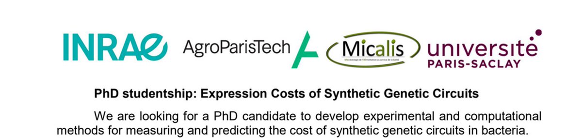 Olivier Borkowski (@o_borkowski) on Twitter photo Hi everyone,
Ph.D. position available (<a href="/INRAE_MICALIS/">INRAE Micalis</a>)
<a href="/manishmicrobe/">Manish Kushwaha @manishmicrobe.bsky.social</a> and I are looking for a highly motivated candidate to work on expression costs. Candidates with a strong academic record and prior research experience are preferred.
sites.google.com/view/olivierbo… Hi everyone,
Ph.D. position available (<a href="/INRAE_MICALIS/">INRAE Micalis</a>)
<a href="/manishmicrobe/">Manish Kushwaha @manishmicrobe.bsky.social</a> and I are looking for a highly motivated candidate to work on expression costs. Candidates with a strong academic record and prior research experience are preferred.
sites.google.com/view/olivierbo…