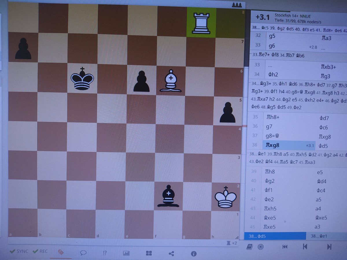 schmidtschi's tweet photo. Hi engine experts. Position from yesterday's game. I am surprised that Stockfish 11 is quite hesitant to assess this endgame as clearly winning for White (it is). Is it because it takes quite a number of moves to win all pawns and the bishop? Or is the webtool just too weak? https://t.co/QSXBrw7DiQ