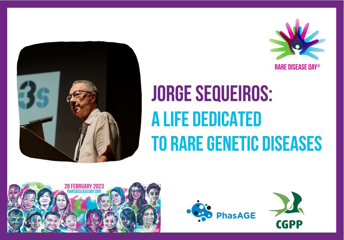 PhasAGE_project's tweet photo. Today we celebrate #RareDiseaseDay with a very special interview with Professor Jorge Sequeiros, who has dedicated his career to rare genetic diseases. 

Full interview https://t.co/SrZ4jbyBnx 

@rarediseaseday #CGPP @i3S_UPorto #ShareYourColours https://t.co/8PR4fU2U9B