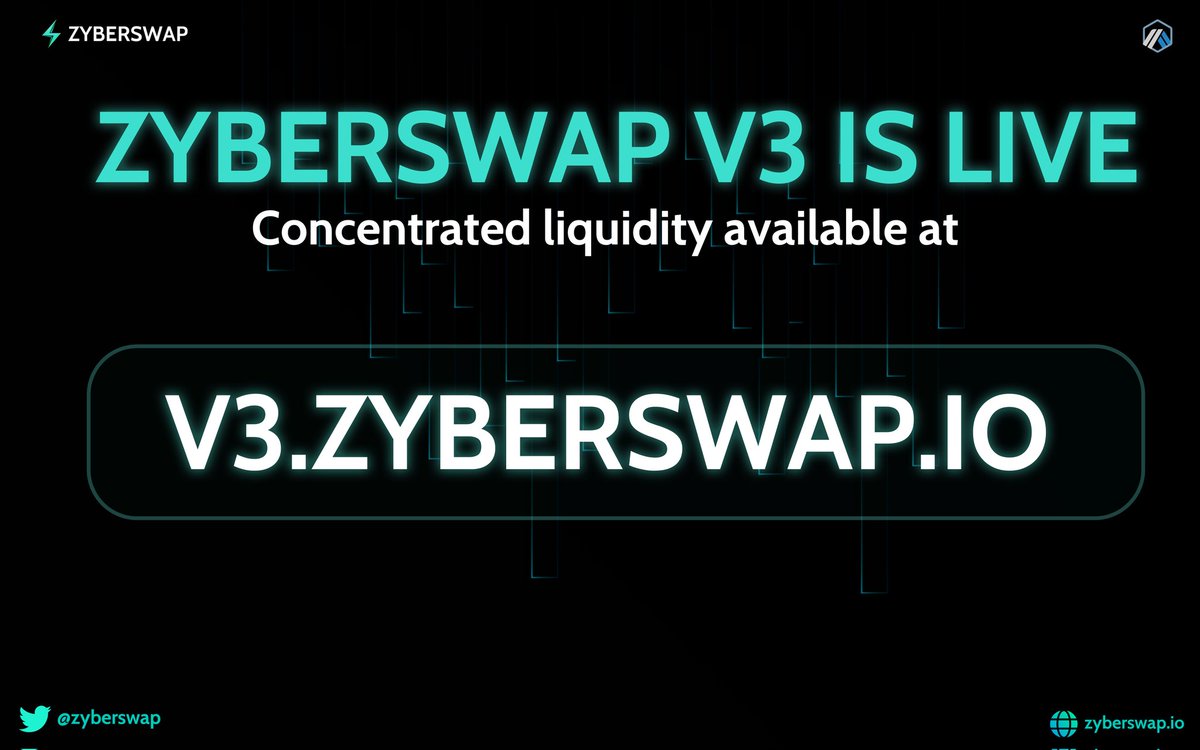 zyberswap's tweet photo. ⚡️ Concentrated Liquidity Is Now Live ⚡️

🔥V3 is a major milestone that will bring immense benefits!

⚡️ EXPECT:
👉 Increased trading volume
👉 Higher #APR 💰
👉 Reduced $ZYB emissions
👉 Better Trading Efficiency

🌐👇Exit The Matrix With #Zyberswap👇🌐
https://t.co/7mpK2QpWLx https://t.co/8yhG8MKDXV