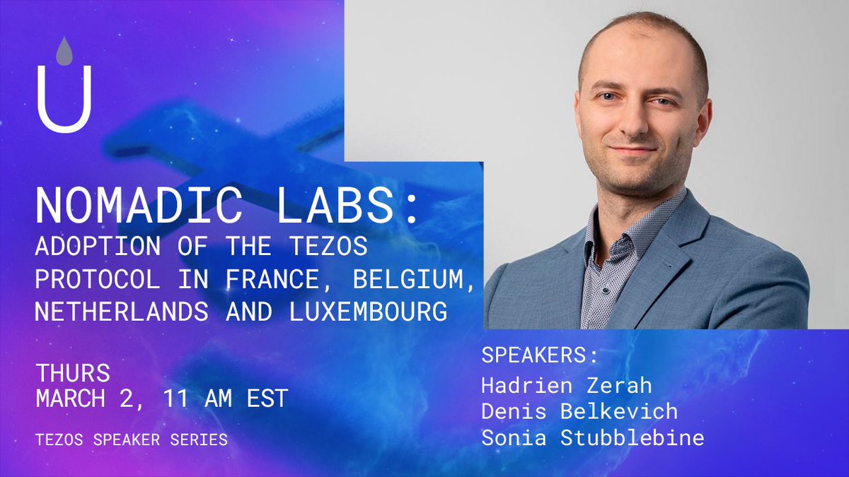 FUELARTS (@fuelartsnyc) on Twitter photo Nomadic Labs: Adoption Of The #Tezos Protocol In France, Belgium, Netherlands and Luxembourg✨
During the webinar with Hadrien Zerah, we will reveal the mission of <a href="/LabosNomades/">Nomadic Labs</a> , its projects, and plans for 2023.
🧬Thursday at 11 AM EST
youtube.com/live/OKk7RaLkZ… Nomadic Labs: Adoption Of The #Tezos Protocol In France, Belgium, Netherlands and Luxembourg✨
During the webinar with Hadrien Zerah, we will reveal the mission of <a href="/LabosNomades/">Nomadic Labs</a> , its projects, and plans for 2023.
🧬Thursday at 11 AM EST
youtube.com/live/OKk7RaLkZ…