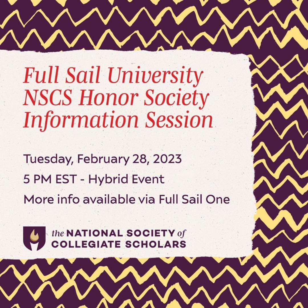 TOMORROW - Information Session
5pm EST - more info available via Full Sail One: one.fullsail.edu/connect/events…