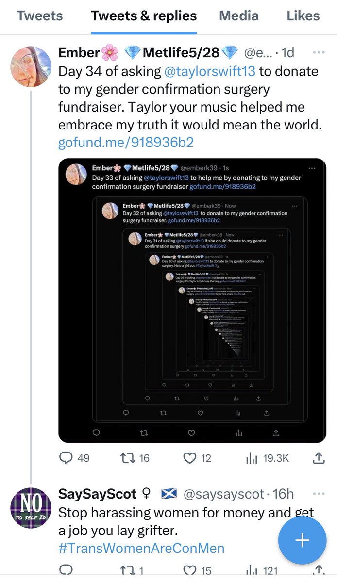 SaySayScot's tweet photo. Something I said? Truth hurts?
Is this day 35 of harassment and stalking of Taylor Swift for money?
#SheSaidNo #PredatoryBehaviour #Stalking #harassment https://t.co/1dRCVxGHMb