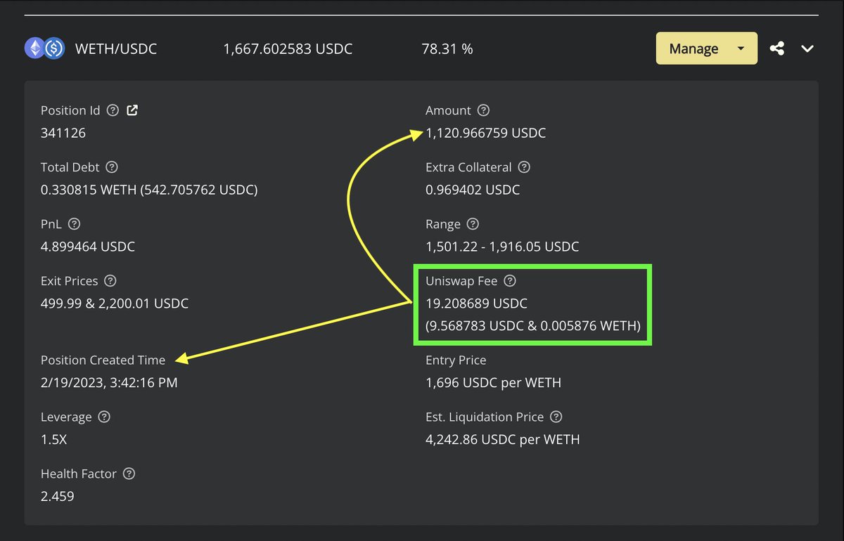 yichuan_drive's tweet photo. 1/ Beside that, 19th of February I opened another #bullish (x1.5 leverage) position worth of 1120$.
#Volatility was low these days, But Still I was in the range, what already gives me back almost 20$. π
#UnibotV3 #DiamondProtocol https://t.co/DOjj5ahU1E