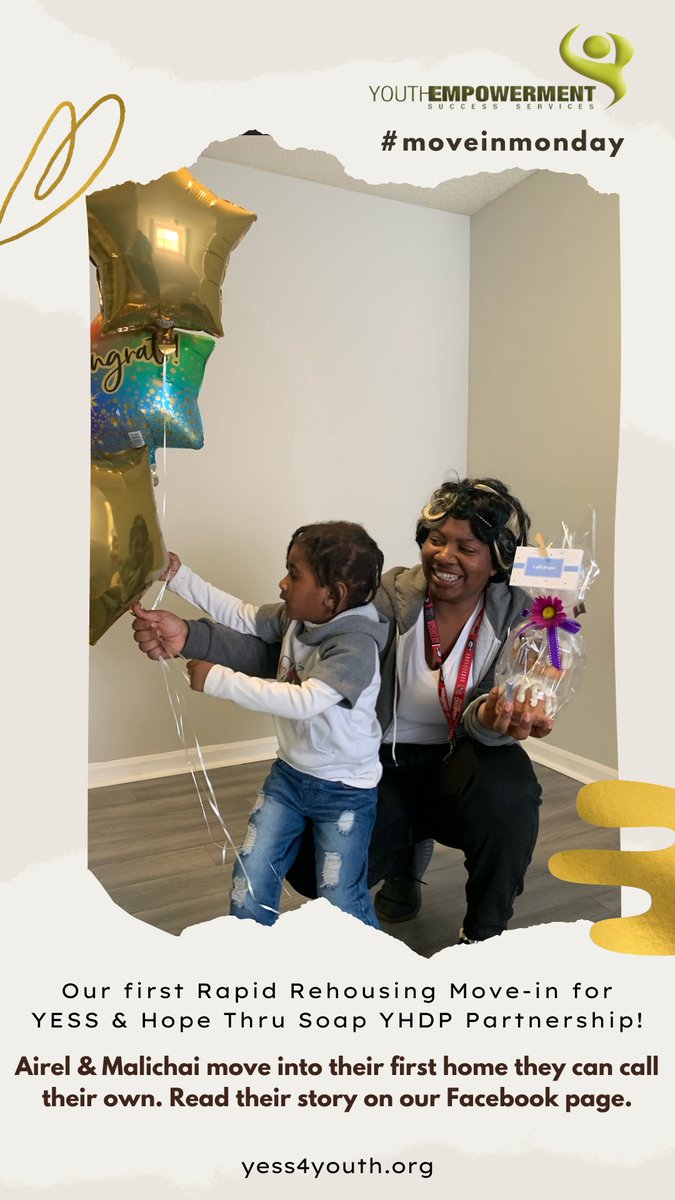 YESS4Youth_'s tweet image. #moveinmonday
Feb marks our 1st Rapid Rehousing Move-in for the YESS/Hope Thru Soap YHDP Partnership!
More memorable for Airel &amp;amp; Malichai finally move into their first home that they can call their own.  
Full story on our FB page.
yess4youth.org
#rapidrehousingprogram