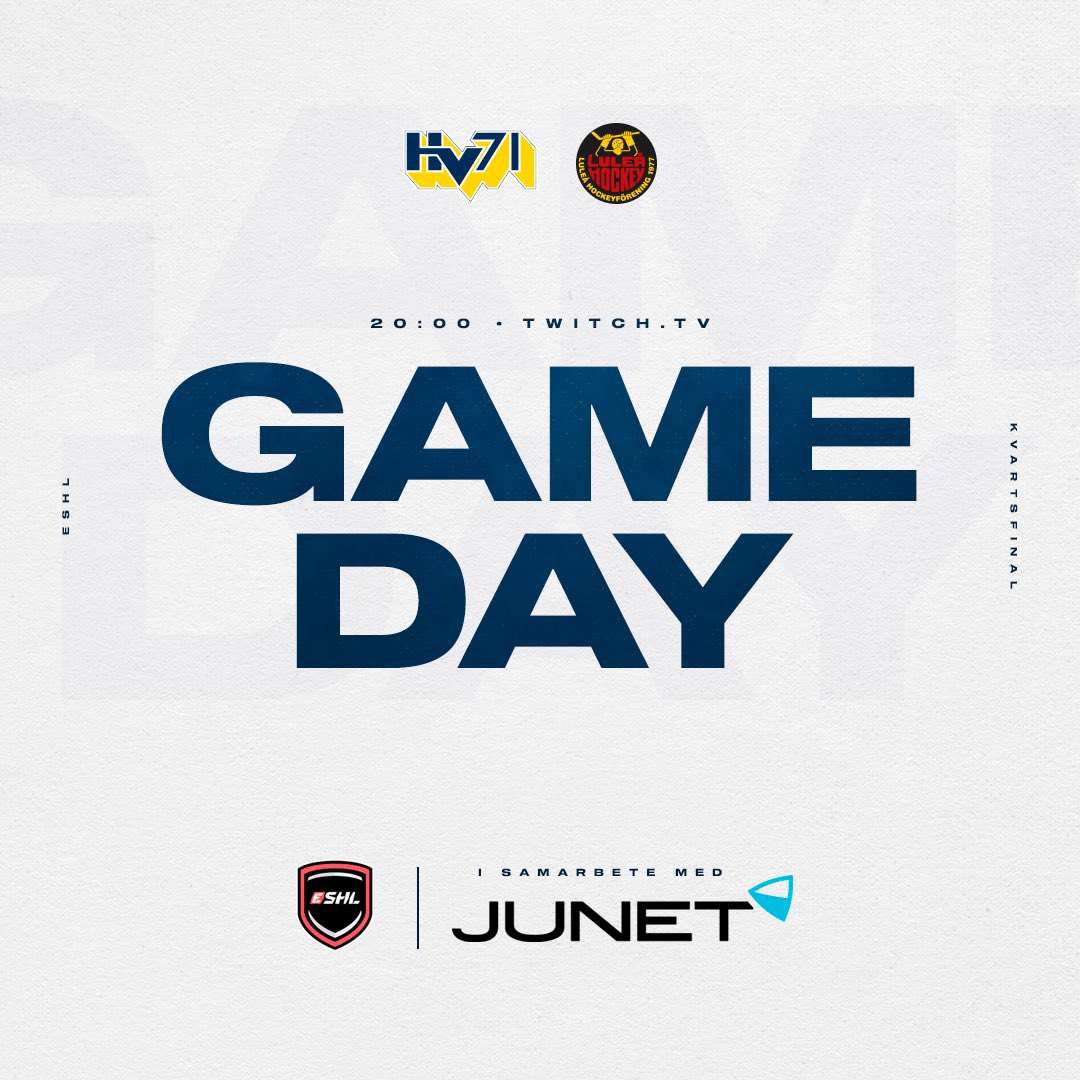 Kvartsfinal!

🆚 Luleå HF
🕗 20:00
📺 twitch.tv/eshlse

#HV71