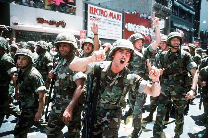 usmc1940's tweet photo. #OnThisDay 1991, Operation Desert Storm offensive operations ceased. Marines captured, destroyed, or damaged 1,060 tanks, 608 APCs, 432 artillery pieces and two Scud missile launchers during the one hundred hours of combat. 

Sound-off Marines!
#USMC #DesertStorm https://t.co/7locQUfJoE