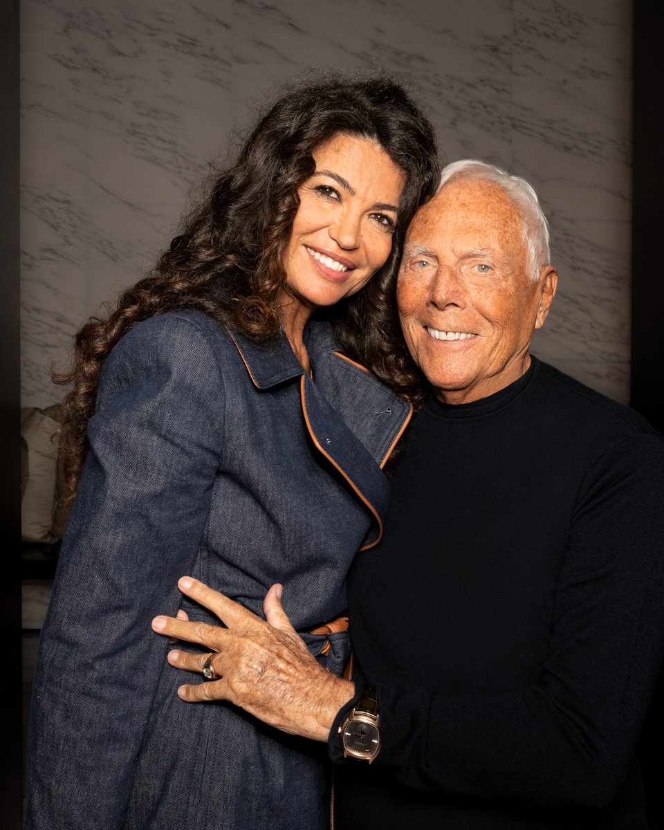 Mr Armani with special guests at the Giorgio Armani Women's Fall