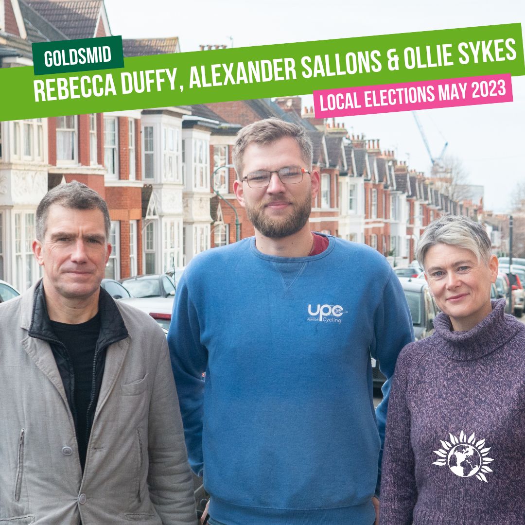 ✨Introducing our hardworking Green candidates in Goldsmid - Rebecca, Alexander &amp; Ollie standing in the May 2023 local elections of Brighton &amp; Hove city council.