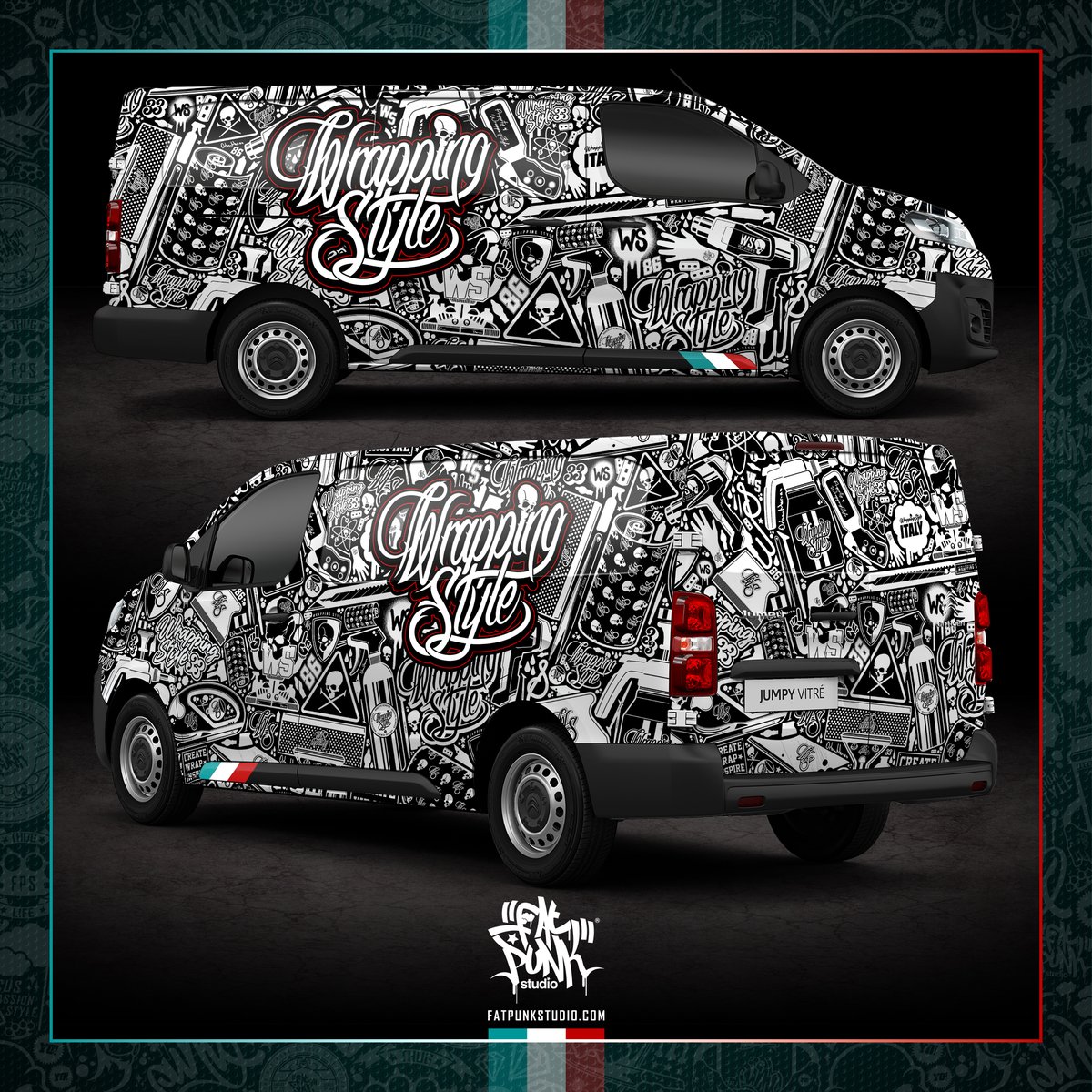 Street style ~ Check out the killer new #VinylWrap design for #WrappingStyle 🇮🇹 💀🇮🇹 What do u think Gloss or Matt wrap?
•
#FatPunkStudio #WrappingStyle #citroenjumpy #vinylwrapdesign #vinylwrapping #vinylwraps