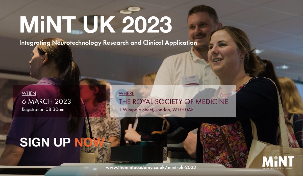 Hobbs Rehabilitation (@hobbsrehab) on Twitter photo 🚨4 DAYS LEFT TO GRAB YOUR MINT UK 2023 TICKET 🚨
Join us at MiNT UK 2023 conference on Integrating Neurotechnology Research and Clinical Application at <a href="/RoySocMed/">The Royal Society of Medicine</a> London on 6 March.
Ticket sales end on 3rd March 12:00pm
themintacademy.co.uk/mint-uk-2023
#mintuk2023 #mint 🚨4 DAYS LEFT TO GRAB YOUR MINT UK 2023 TICKET 🚨
Join us at MiNT UK 2023 conference on Integrating Neurotechnology Research and Clinical Application at <a href="/RoySocMed/">The Royal Society of Medicine</a> London on 6 March.
Ticket sales end on 3rd March 12:00pm
themintacademy.co.uk/mint-uk-2023
#mintuk2023 #mint