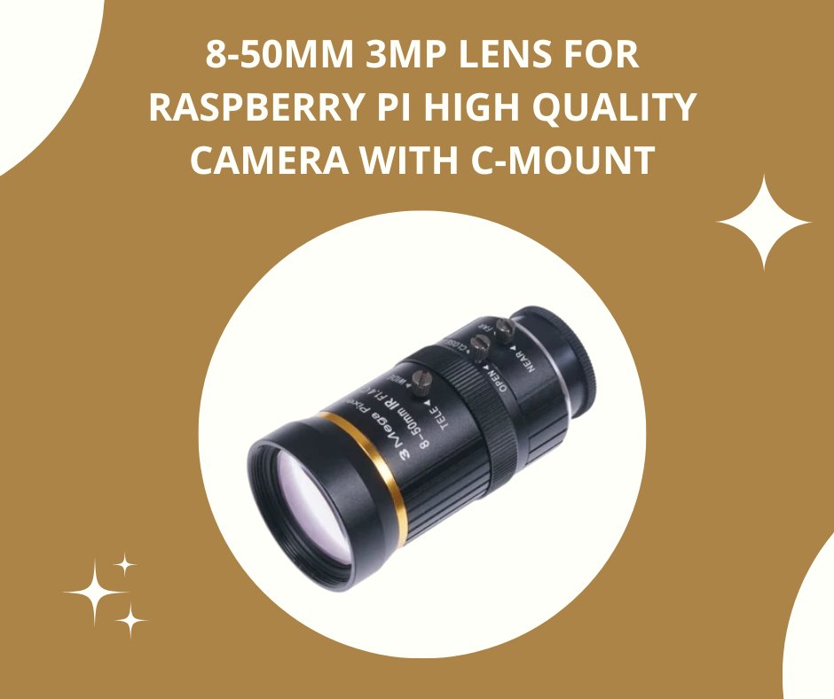 coolcomponents's tweet image. A 8-50mm 3MP Lens suitable to use with the Raspberry Pi High Quality Camera.
*Adjustable aperture ring from F1.4. 
*Can be screwed into the Raspberry Pi High Quality Camera.
*Front and back protection covers
bit.ly/3Y9R6B4
#raspberrypi #highqualitycamera #coolcomponents