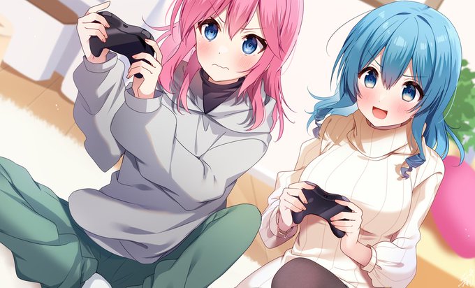 「hair between eyes playing games」 illustration images(Latest)