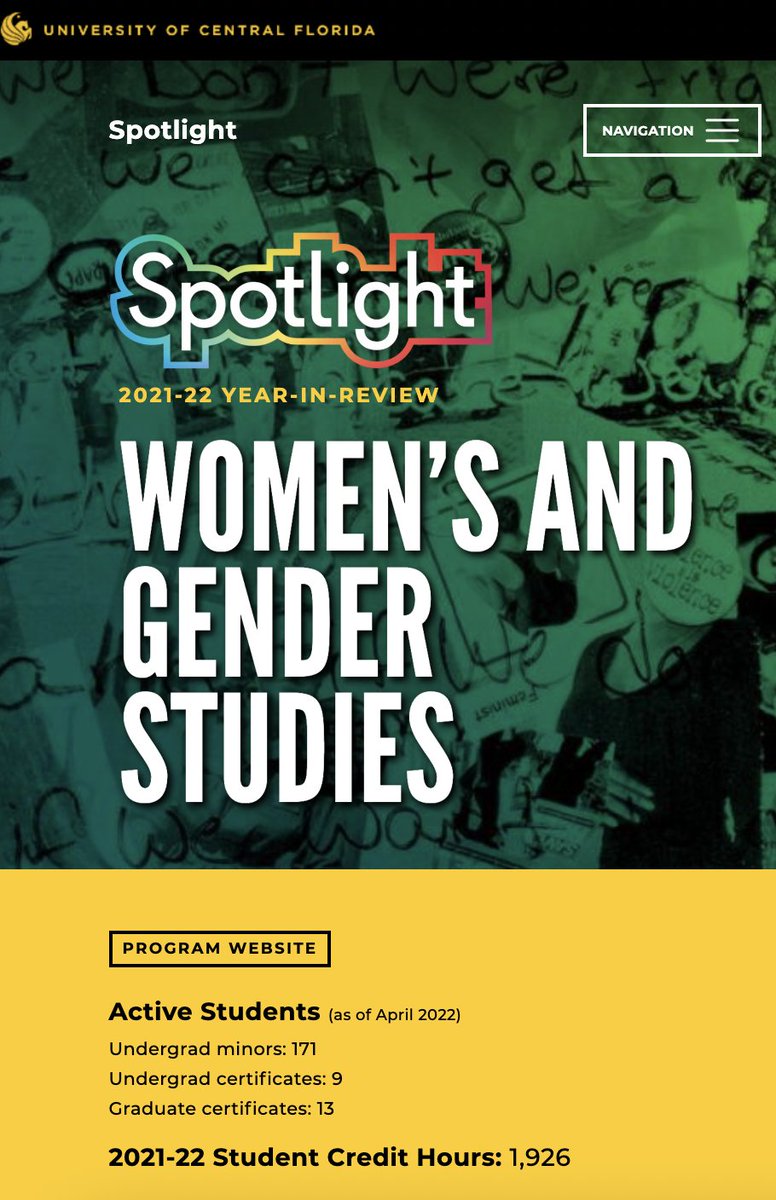 JuddLegum's tweet photo. 1. More than 170 students have chosen to minor in Women's and Gender Studies at the University of Central Florida. 

Under new legislation championed by @RonDeSantisFL the program — and similar programs at other public colleges and universities in Florida — would be banned. https://t.co/ry8p1naNqI