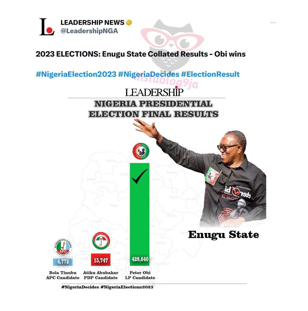 #PeterObi4President2023 wins Enugu State
