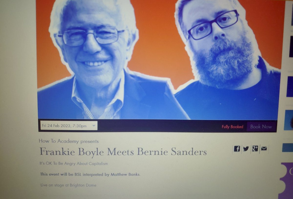 OurRev305's tweet photo. BBB: Bernie in Brighton with Boyle! #ReadTheBern #BernieSanders
Billed as: “The longest-serving independent in Congress, the leader of democratic socialism in America, and a hero to progressives across the globe, Senator @BernieSanders joins Frankie Boyle to take on the 1%.” https://t.co/WbtPpglKpX
