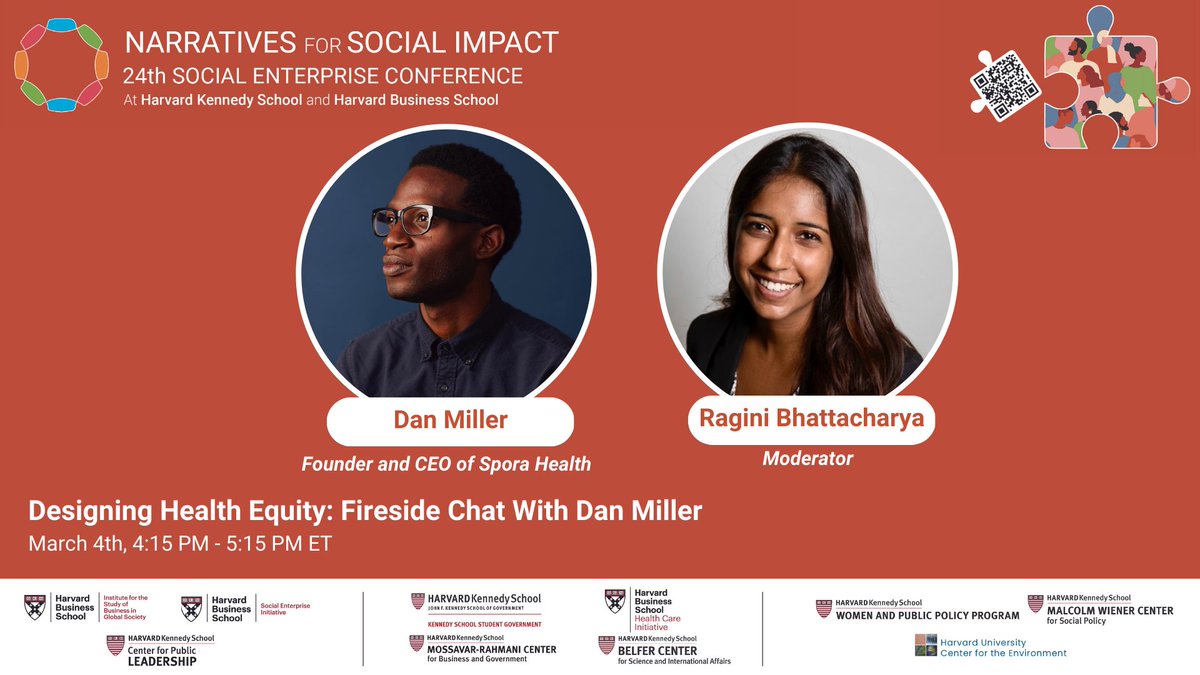 Come join us for a Fireside Chat with Dan Miller, Founder and CEO of <a href="/SporaHealth/">Spora Health</a> on "Designing Health Equity" at <a href="/Kennedy_School/">Harvard Kennedy School</a>. 

Ticket Sales will close in 2 days so get yours before WEDNESDAY: eventbrite.com/e/2023-social-…