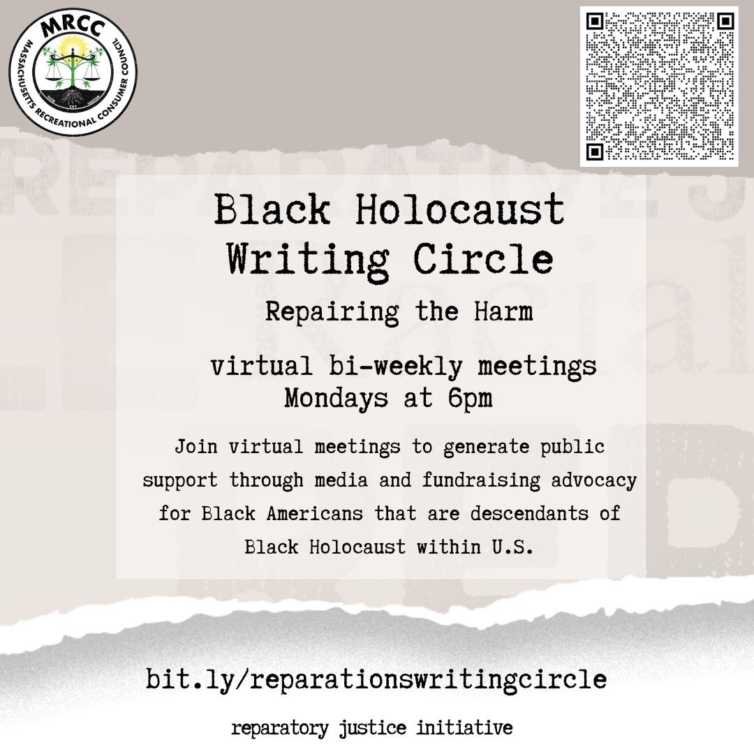 MACONSUMERS's tweet photo. Join us for our biweekly Black Holocaust Writing Circle to raise awareness for surviving Black Americans that are descendants of chattel slavery within U.S.

Link in bio or https://t.co/hSZwUGfdjD

#reparationsnow #mapoli https://t.co/bIKGsZ99NS