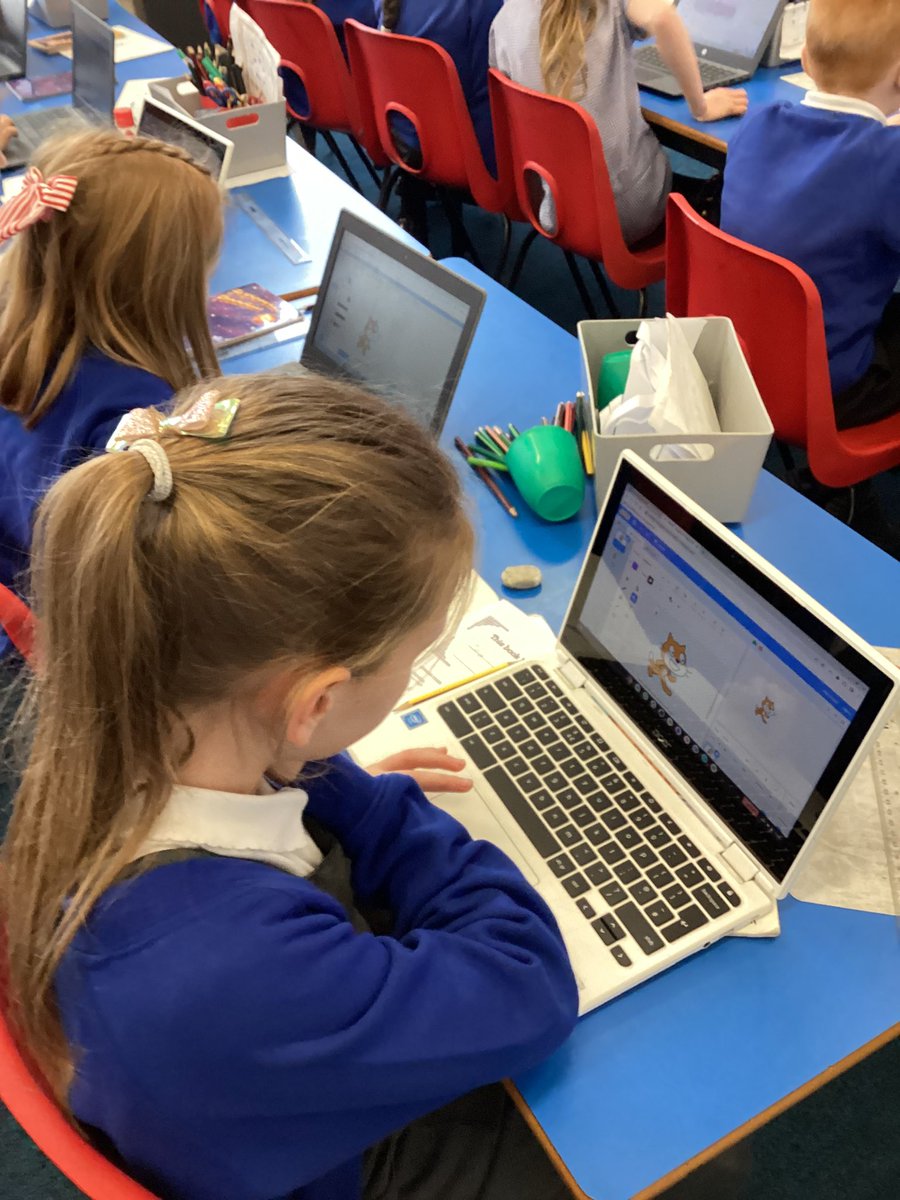 Burnopfield_sch's tweet photo. Year 3 Hazel are trying hard to create a character with sound on scratch. #computingburnopfield https://t.co/g2NsKuDm5v