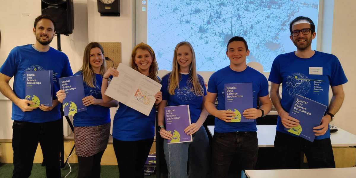 Hugest shout out to these legends who worked tirelessly BTS to put on our first ever Spatial Data Science bootcamp last week! I've learned that running events is one of the most exhausting things you can do, and I'm so grateful to work alongside this crew <a href="/FloBroderick/">Florence Broderick</a> @wriglz