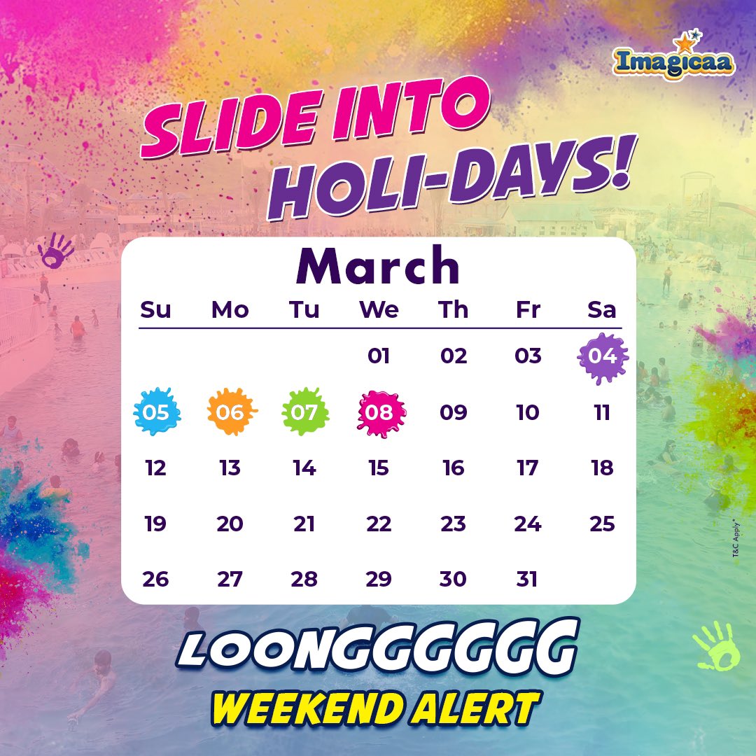 imagicaaworld's tweet image. #longweekendalert We are here to make the start of your week exciting! 🥳Fill your long weekend with splashes of happiness &amp;amp; fun 🤩
.
.
.
.
#longweekend #longweekends #happylongweekend #longweekendfun #holi #holiday #holidayweekend #holihai #holicolor #holiindia #holi
