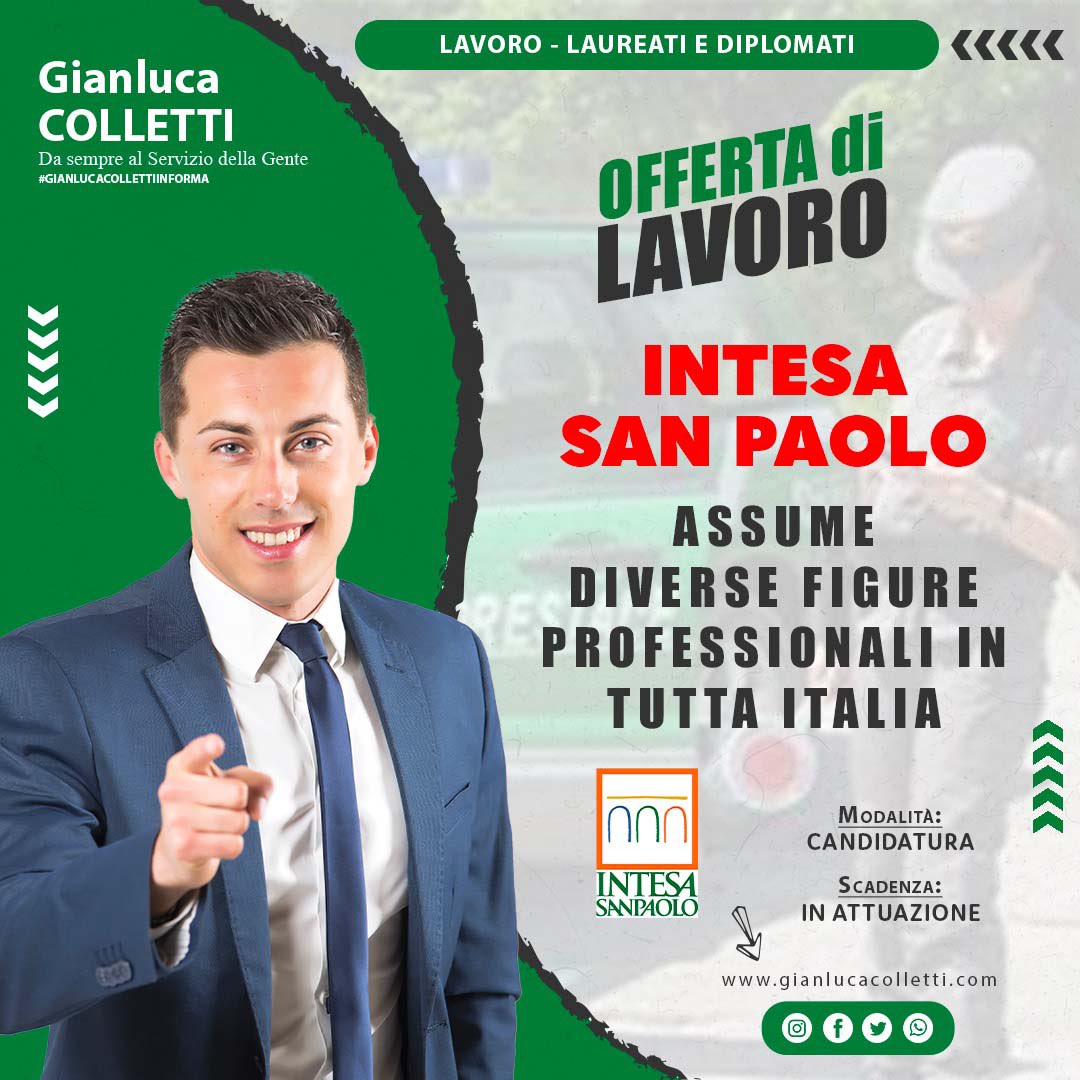 GianluColletti's tweet image. #INTESA #SANPAOLO - #Assume diverse figure professionali in tutta #Italia. #gianlucacollettiinforma
👉🏻 gianlucacolletti.com/galleriagianlu…