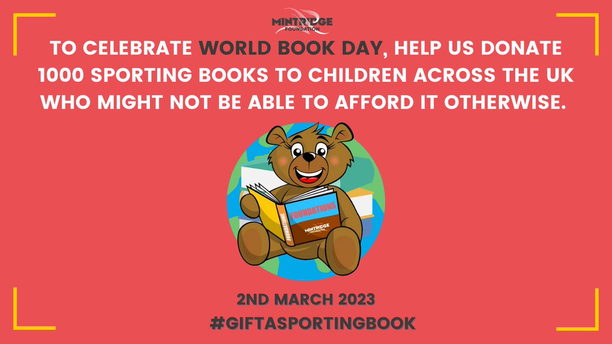 MintridgeFDN's tweet photo. To celebrate #WorldBookDay, help us donate 1000 sporting books to children across the UK. 

Tweet us with #GiftASportingBook or reply to any of our posts with #GiftASportingBook to donate £5 and help more young people have a positive relationship with sport. 

#WorldBookDay2023 https://t.co/1DJcSjMfbX