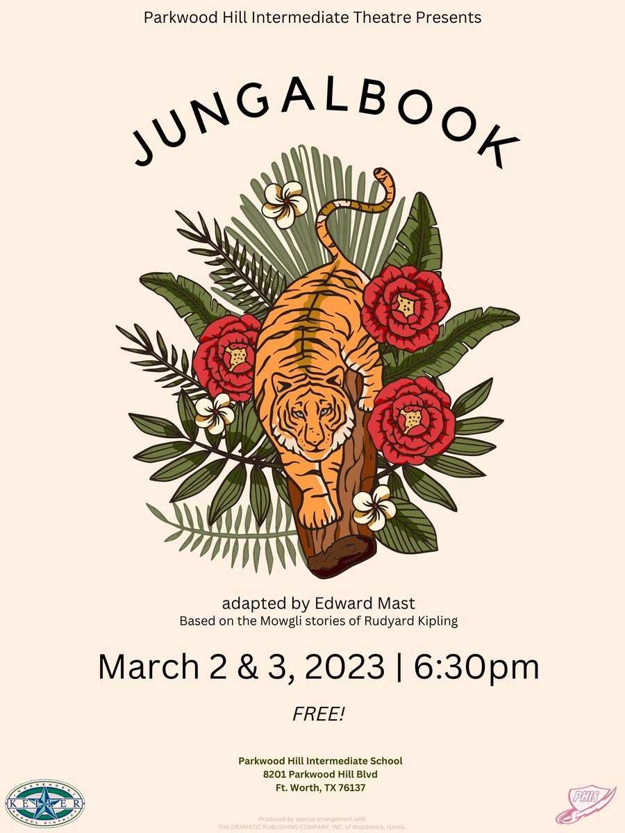 Parkwood Hill Intermediate’s production of Jungalbook goes up this week! Come see it! It’s free! 🐅