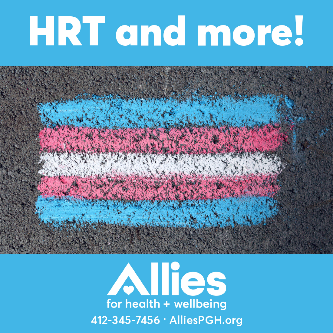 Are you looking for gender-affirming care? Allies can help! We offer feminizing and masculinizing hormone replacement therapies, including initiations, injection teaching and management. To learn more or to make an appointment, call 412-345-7456 or visit AlliesPGH.org.
