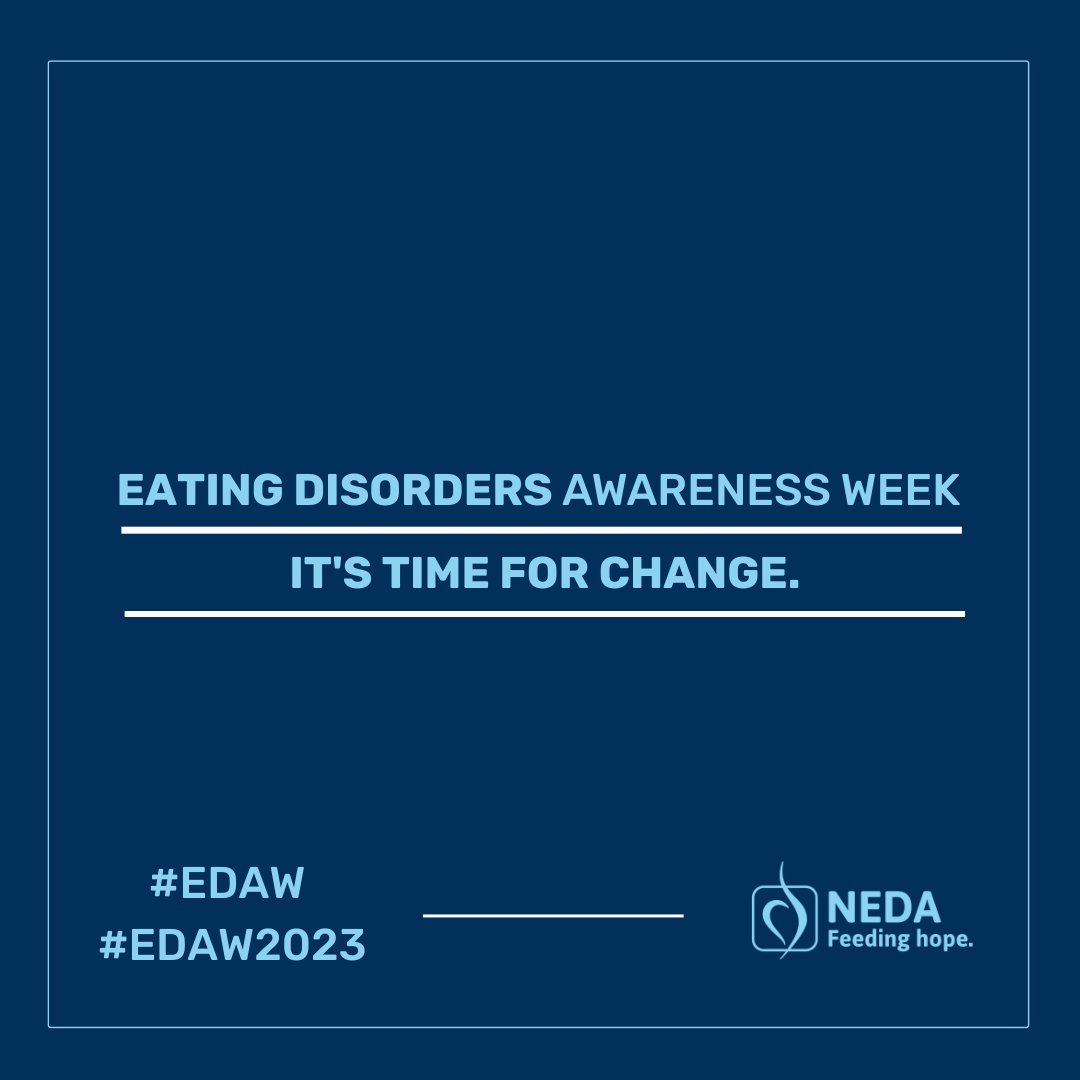 Today is the first day of Eating Disorders Awareness Week! The theme this year is Strength through Experience and Knowledge by recognizing that It’s Time for Change. nationaleatingdisorders.org/eatingdisorder…